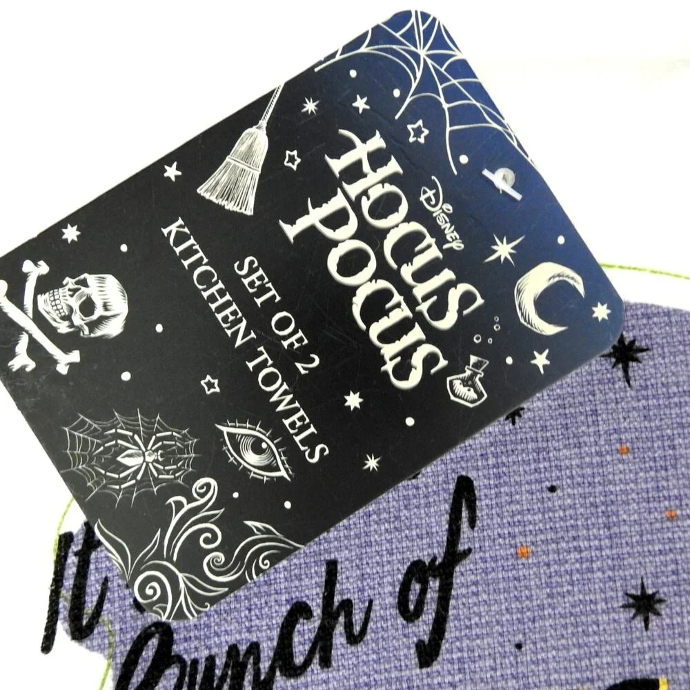 NWT Disney Halloween Hocus Pocus Cotton Kitchen Towels Pack 2 Witches